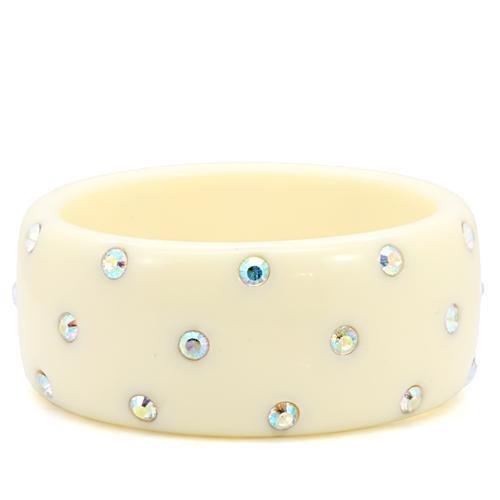 LO1905 Resin Bangle featuring Top Grade Crystal in Aurora Borealis, showcasing a rainbow effect and elegant design.