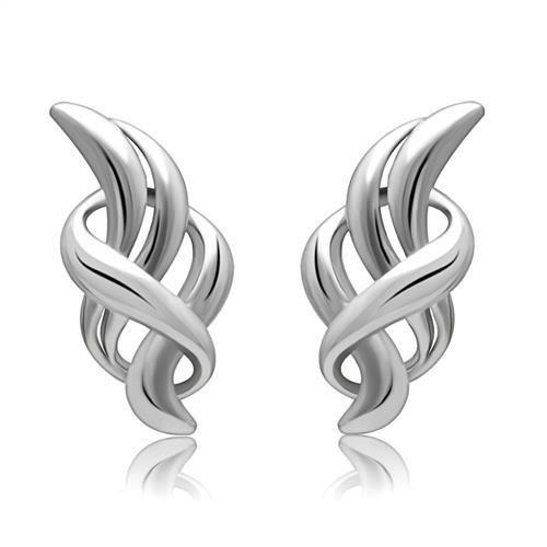 LO1991 Rhodium White Metal Earrings with a minimalist design, showcasing a sleek finish and lightweight structure.