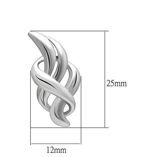 LO1991 Rhodium White Metal Earrings with a minimalist design, showcasing a sleek finish and lightweight structure.
