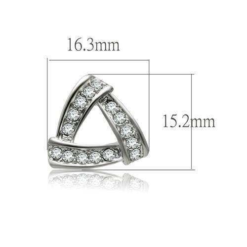 LO1975 Rhodium White Metal Earrings featuring clear top-grade crystals, showcasing elegance and sophistication.