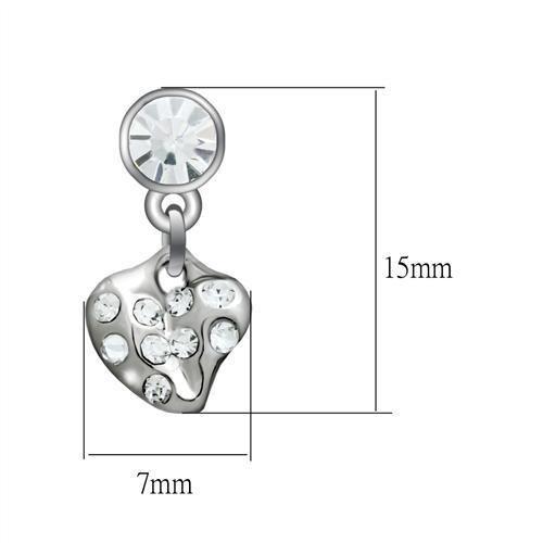 LO1982 Rhodium White Metal Earrings featuring clear top-grade crystals, elegantly designed for a sophisticated look.