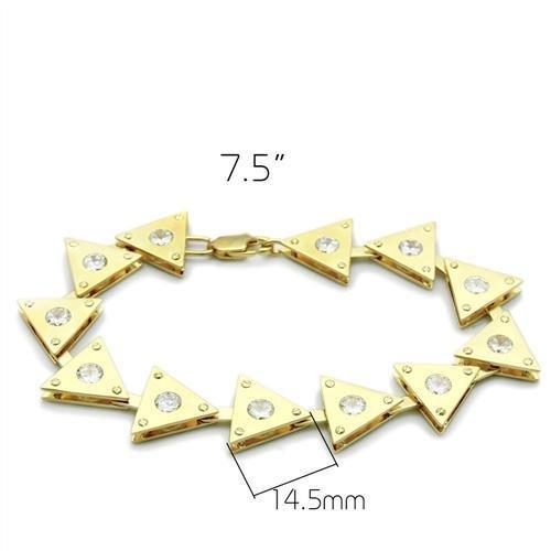 LO2012 Matte Gold & Gold Brass Bracelet featuring AAA Grade CZ stones in clear, showcasing its elegant design and luxurious finish.