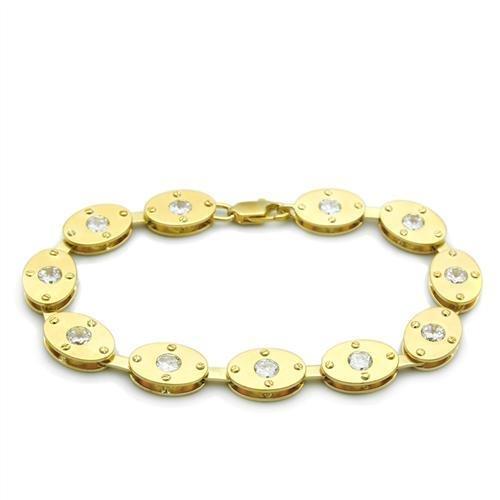 LO2018 Matte Gold & Gold Brass Bracelet featuring AAA Grade Clear CZ stone, showcasing its elegant design and luxurious finish.