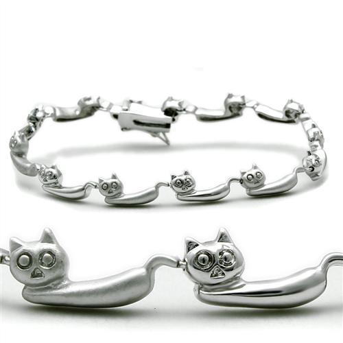 LO2023 Matte Rhodium & Rhodium Brass Bracelet, showcasing its sleek design and elegant finish without any stones.