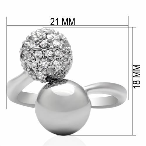 LO2059 Rhodium Brass Ring featuring a clear AAA Grade CZ stone, showcasing its elegant design and luxurious finish.