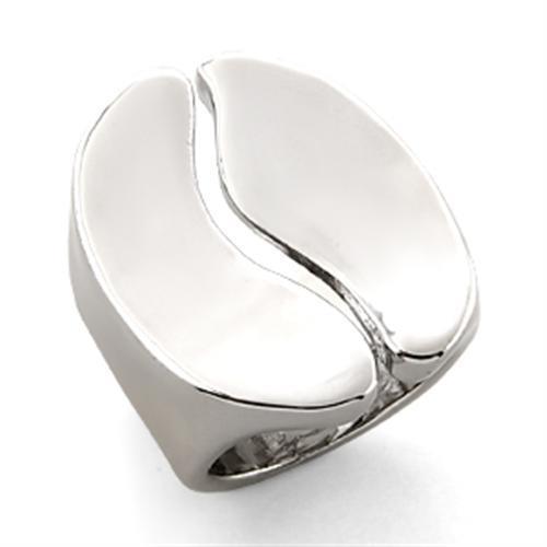 LO206 Rhodium White Metal Ring with a sleek design, showcasing its polished finish and lightweight structure, perfect for everyday wear.
