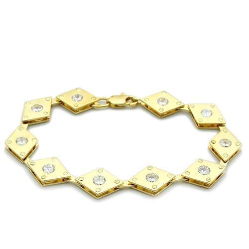 LO2007 Matte Gold & Gold Brass Bracelet featuring AAA Grade CZ stone in clear, showcasing its elegant design and luxurious finish.