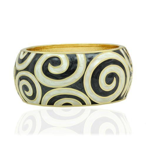 LO2126 Flash Gold White Metal Bangle with Epoxy, showcasing a sleek design and elegant finish.