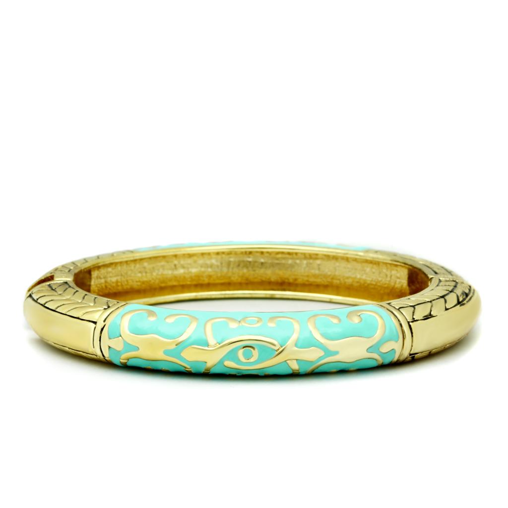 LO2128 Flash Gold White Metal Bangle with Epoxy, showcasing a sleek design and elegant finish.