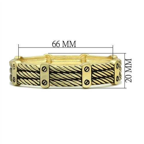 LO2135 Flash Gold White Metal Bangle, elegant design with a shiny finish, no stone, perfect for layering or wearing alone.