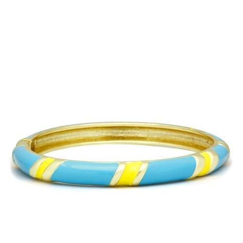 LO2143 Flash Gold White Metal Bangle with Epoxy, showcasing a sleek design and elegant finish, perfect for any occasion.