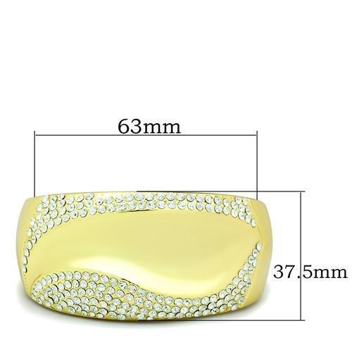 LO2155 Flash Gold White Metal Bangle featuring a clear top grade crystal centerpiece, elegantly designed for stylish wear.
