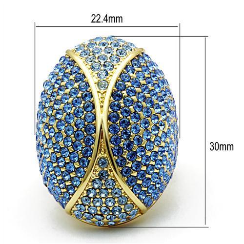 LO2188 Flash Gold Brass Ring featuring a vibrant multi-color top-grade crystal, elegantly designed for stylish wear.