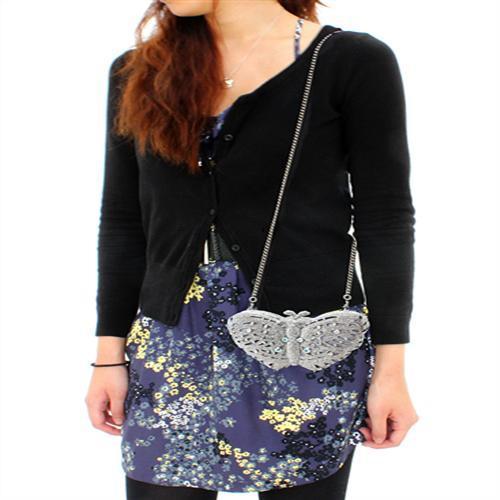 LO2366 Imitation Rhodium White Metal Clutch adorned with top-grade white crystals, showcasing an elegant design.