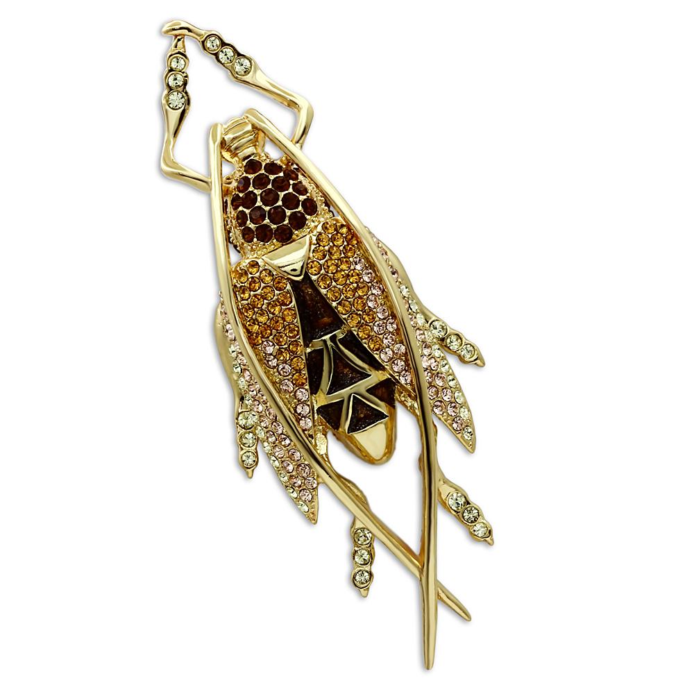 LO2406 Gold White Metal Brooch featuring multi-color top-grade crystals, showcasing elegance and craftsmanship.
