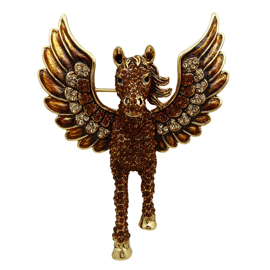 LO2421 Gold White Metal Brooch featuring multi-colored top-grade crystals, elegantly designed for versatile fashion.