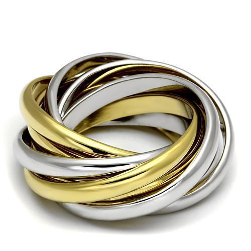 LO2527 Gold and Rhodium Brass Ring with a sleek, minimalist design, showcasing its elegant finish and lightweight structure.