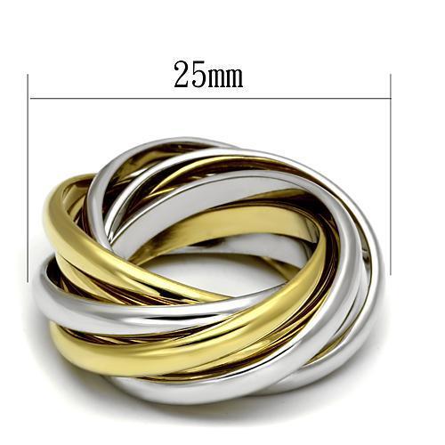 LO2527 Gold and Rhodium Brass Ring with a sleek, minimalist design, showcasing its elegant finish and lightweight structure.
