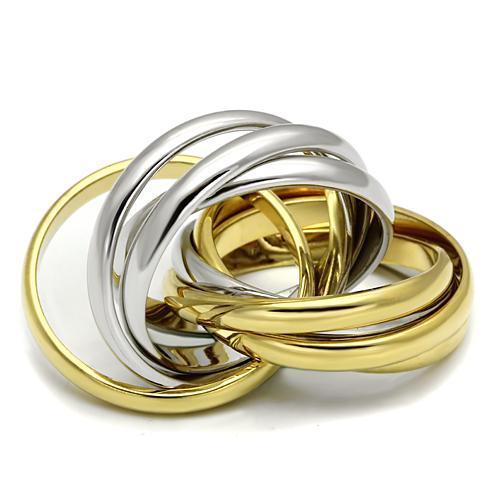 LO2527 Gold and Rhodium Brass Ring with a sleek, minimalist design, showcasing its elegant finish and lightweight structure.