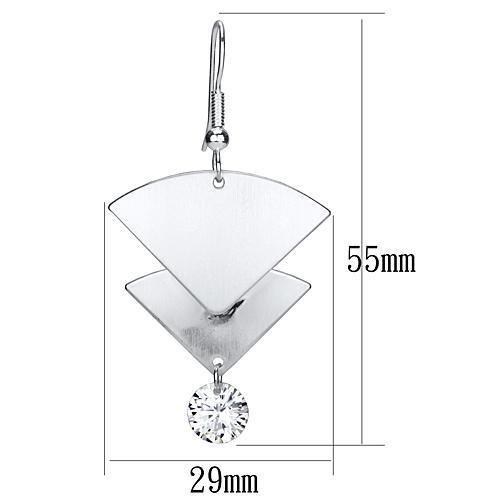 LO2662 Matte Rhodium & Rhodium Iron Earrings featuring AAA Grade clear CZ stones, showcasing elegance and modern design.