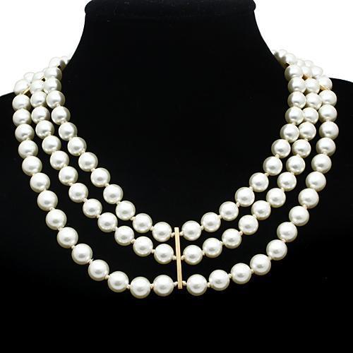 LO2644 Gold Brass Necklace featuring a semi-precious jet onyx stone, showcasing elegance and sophistication.