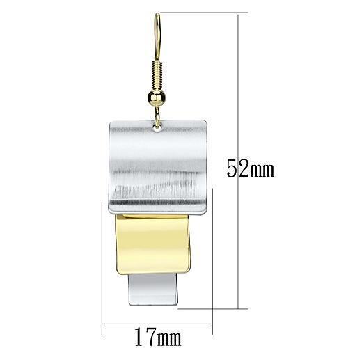 LO2654 Gold and Rhodium Iron Earrings with a minimalist design, showcasing a luxurious finish without any stones.