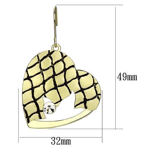 LO2688 Matte Gold and Gold Iron Earrings featuring a clear top grade crystal centerpiece, elegantly designed for any occasion.