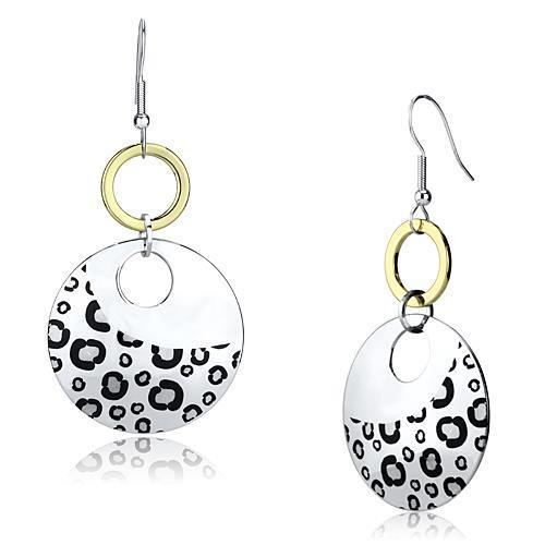 LO2699 Reverse Two-Tone Iron Earrings featuring a jet epoxy stone, showcasing a modern design and elegant finish.