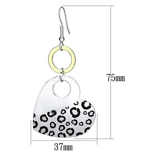 LO2700 Reverse Two-Tone Iron Earrings featuring a jet epoxy stone, showcasing a modern and stylish design.