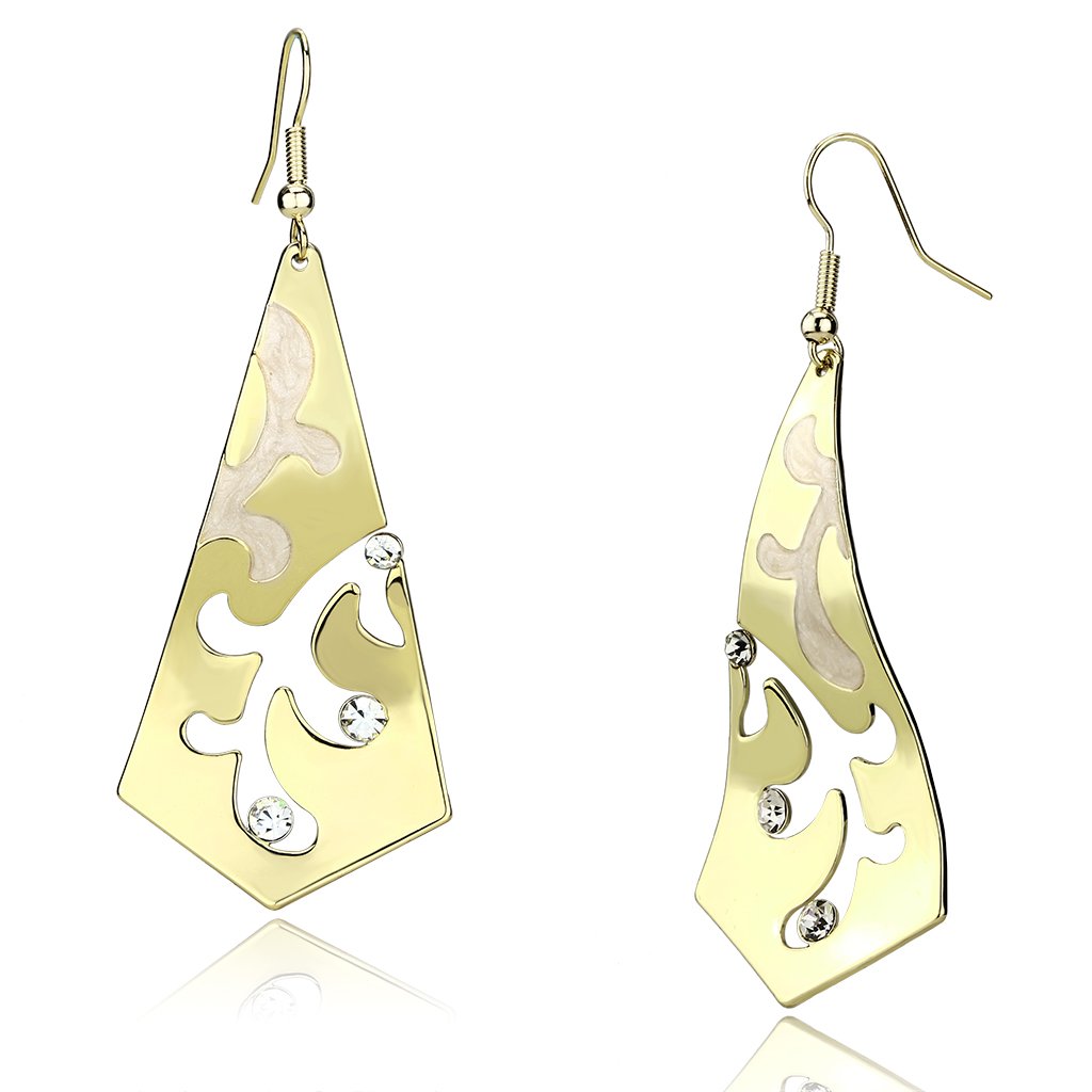 Elegant LO2710 Gold Iron Earrings featuring clear top grade crystals, showcasing a luxurious gold plating.