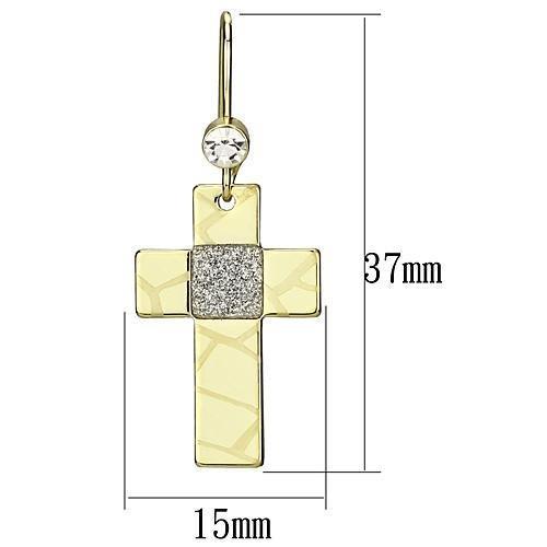 Elegant LO2734 gold iron earrings featuring a clear top-grade crystal centerpiece, perfect for any occasion.