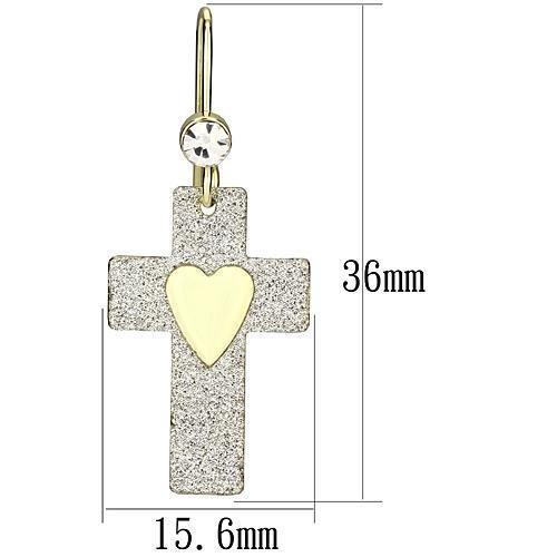 Elegant LO2735 gold iron earrings featuring a clear top-grade crystal centerpiece, perfect for any occasion.