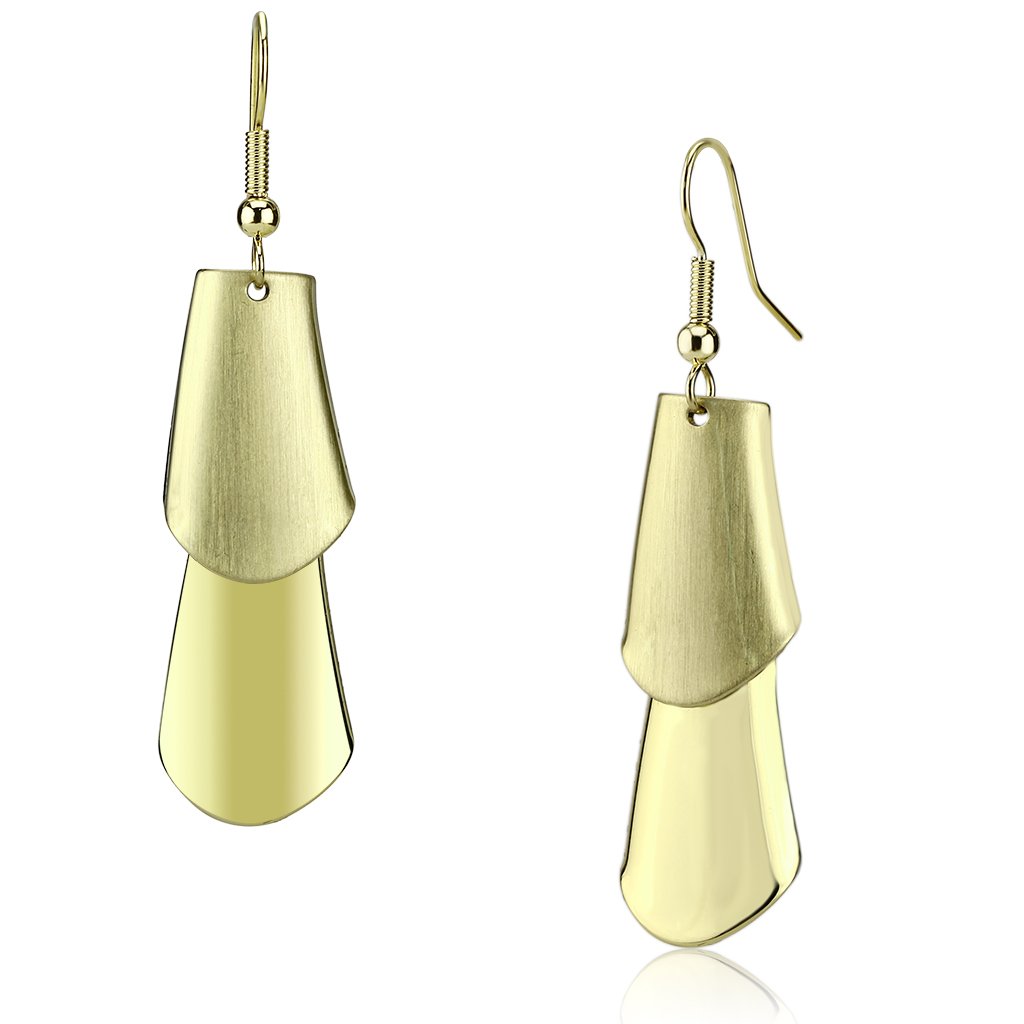 LO2747 Matte Gold & Gold Iron Earrings, featuring a minimalist design with a chic matte finish, perfect for any occasion.