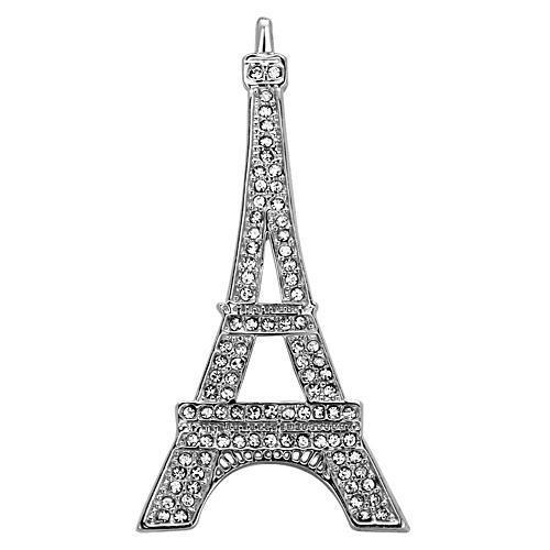 Elegant LO2784 imitation rhodium brooch featuring a clear top-grade crystal centerpiece, crafted from white metal.