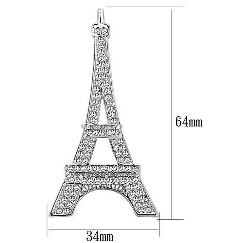 Elegant LO2784 imitation rhodium brooch featuring a clear top-grade crystal centerpiece, crafted from white metal.