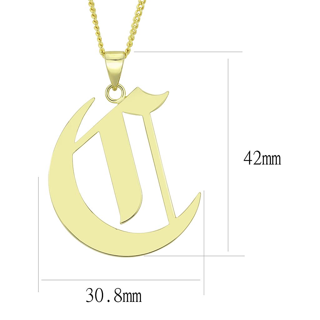 LO228 Gold Brass Chain Pendant with a sleek design, featuring a shiny gold finish and no center stone, perfect for layering or standalone wear.