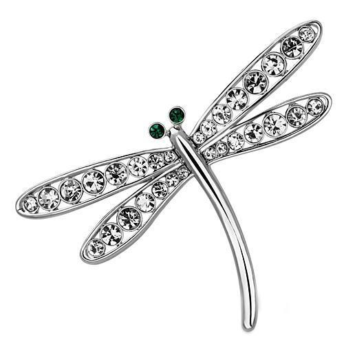 Elegant LO2825 Imitation Rhodium White Metal Brooch featuring clear top-grade crystals, perfect for formal occasions.