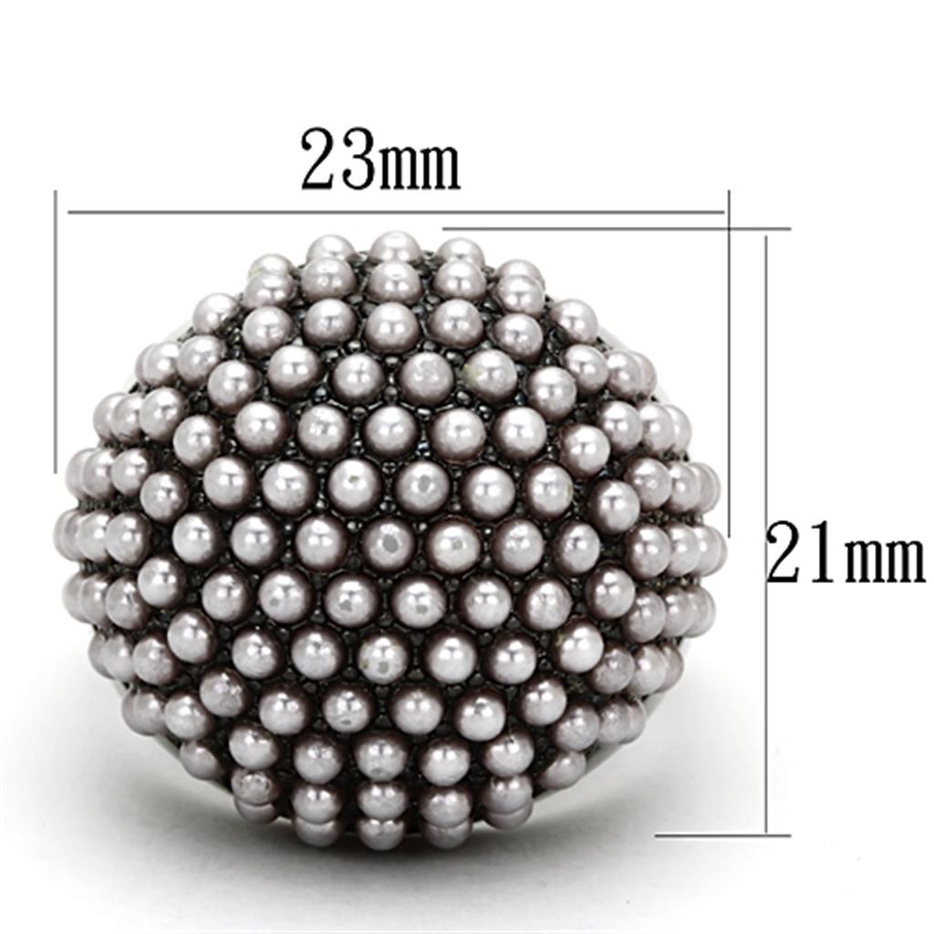 LO3019 TIN Cobalt Black Brass Ring featuring a synthetic light amethyst pearl, showcasing its elegant design and modern finish.