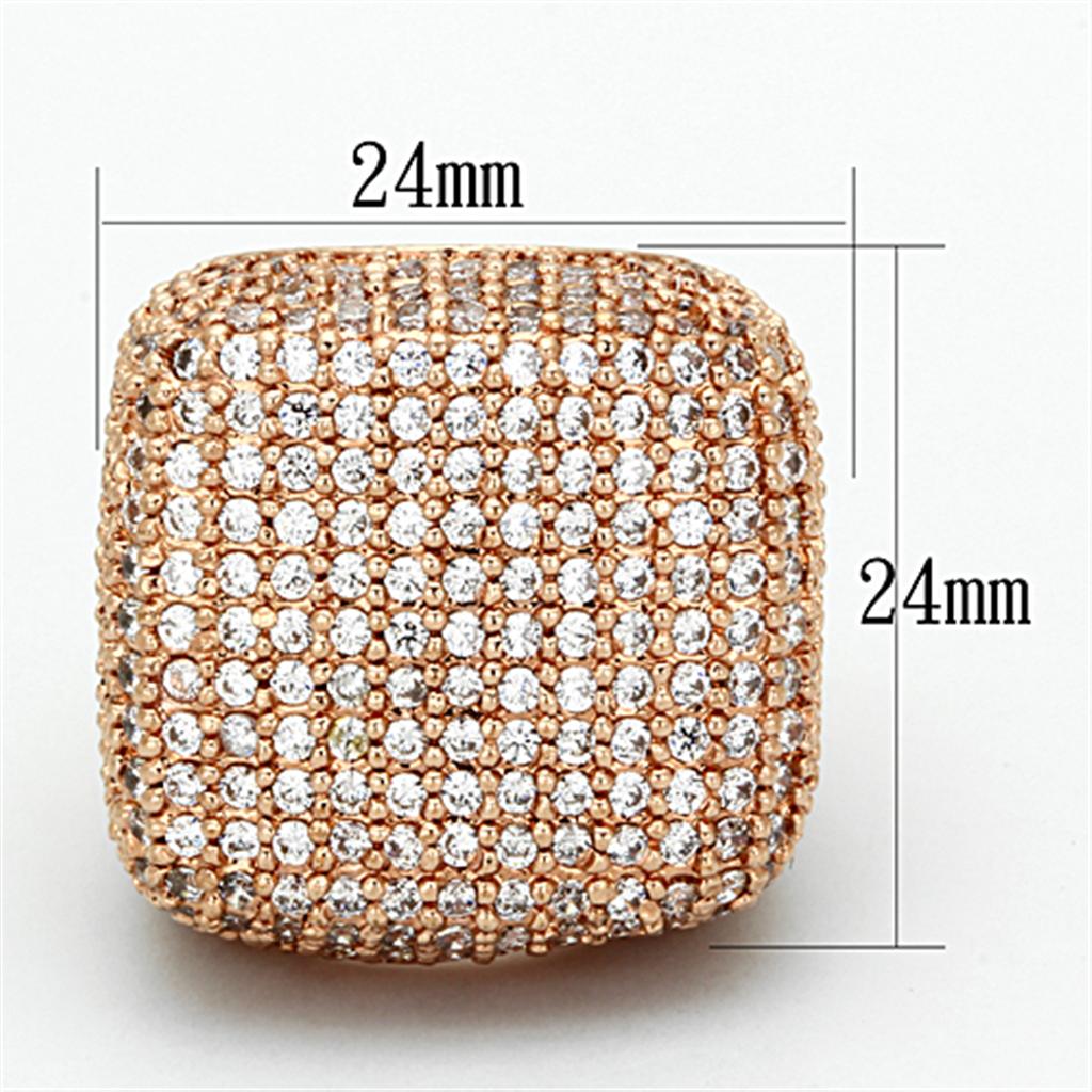 Rose Gold Brass Ring featuring AAA Grade Clear CZ stone, elegantly designed for style and comfort.