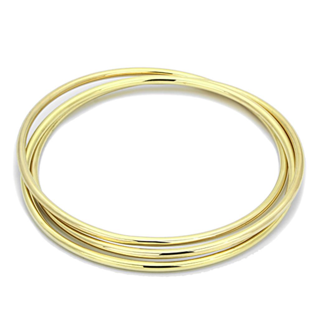 Elegant LO3070 Gold Brass Bangle with a smooth finish, showcasing its minimalist design without any stones.