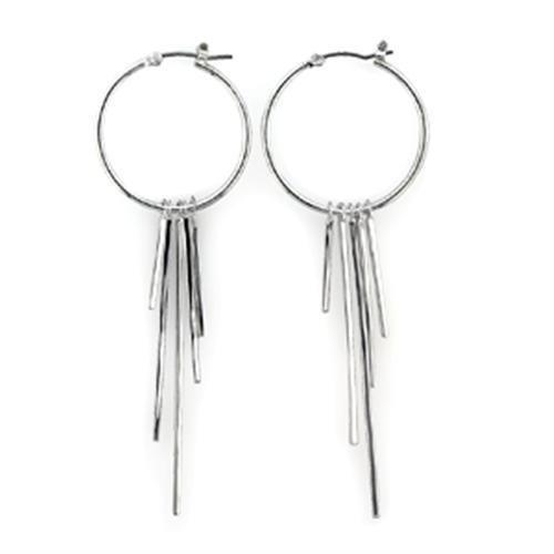 LO315 Rhodium Brass Earrings showcasing a sleek, minimalist design without stones, featuring a shiny rhodium finish.
