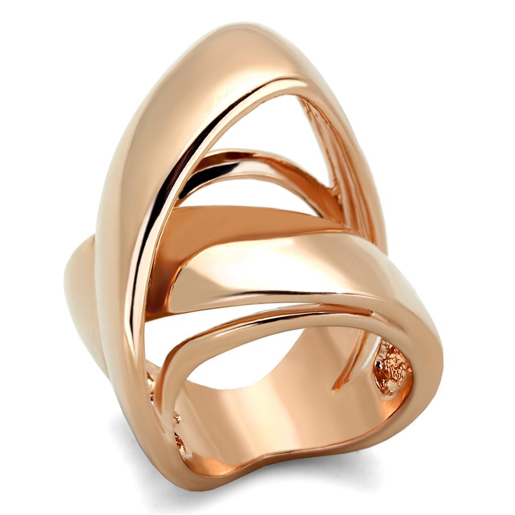 A beautiful rose gold brass ring with a minimalist design, featuring no stone, perfect for elegant styling.