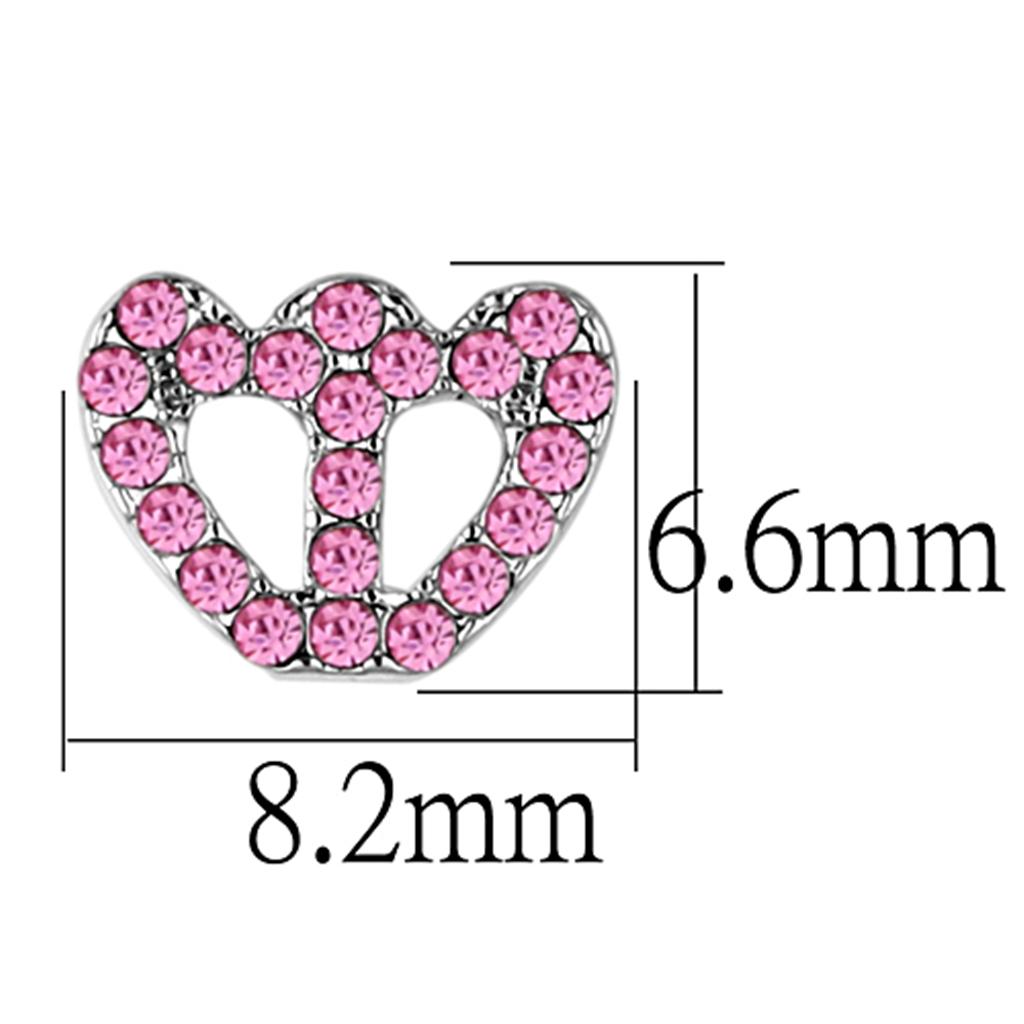 LO3231 Rhodium Brass Earrings featuring a top-grade rose crystal centerpiece, elegantly designed for any occasion.