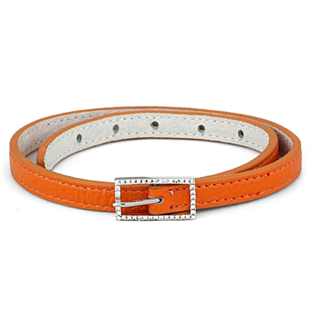 LO3237 Rhodium Brass Bracelet featuring a clear top grade crystal centerpiece, showcasing elegance and sophistication.