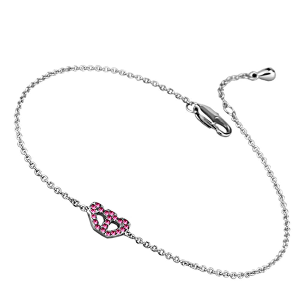 Rhodium brass bracelet featuring a top grade rose crystal, showcasing elegance and sophistication.