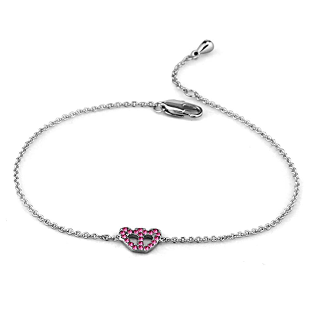 Rhodium brass bracelet featuring a top grade rose crystal, showcasing elegance and sophistication.