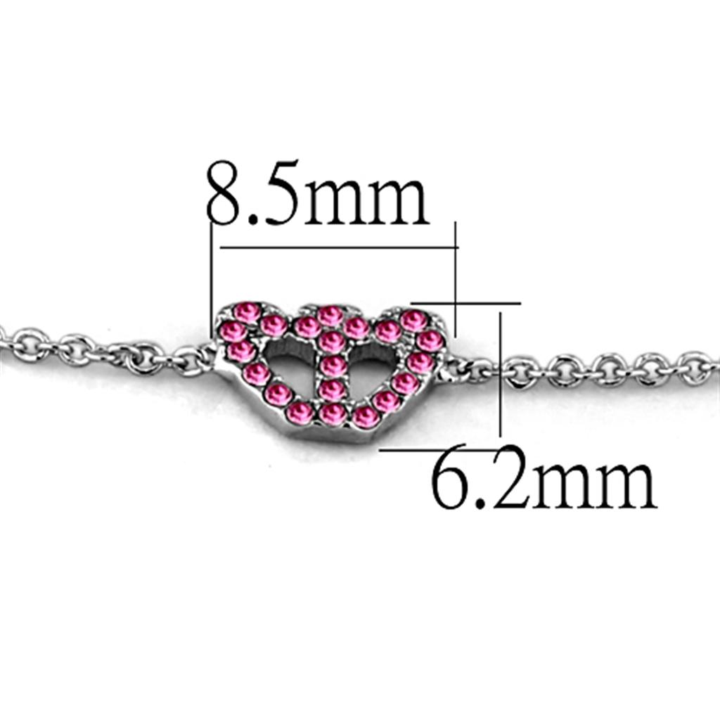 Rhodium brass bracelet featuring a top grade rose crystal, showcasing elegance and sophistication.