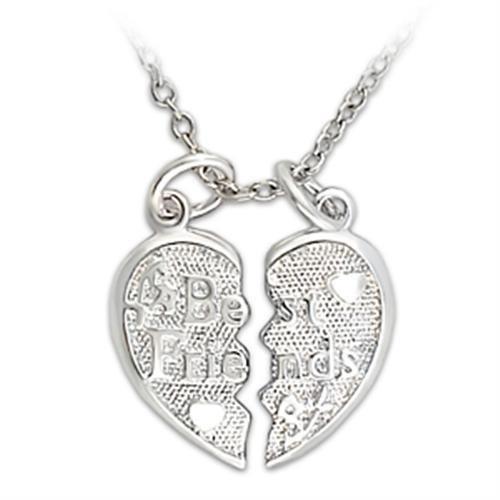 LO340 Silver Brass Pendant with a sleek, minimalist design, featuring a shiny silver finish and no stone, perfect for versatile styling.