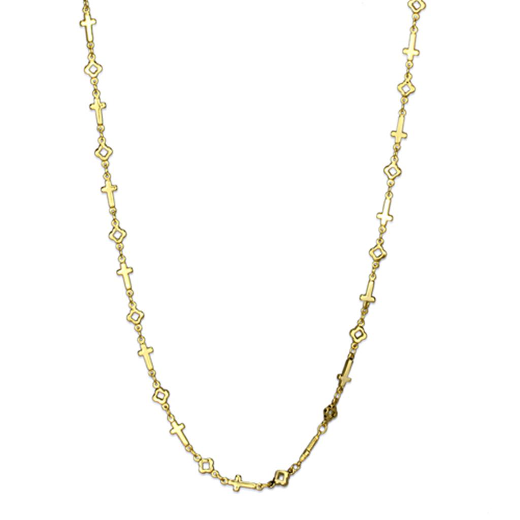 LO3453 Flash Gold Brass Necklace, elegantly designed with a luxurious finish and no stone, perfect for versatile styling.