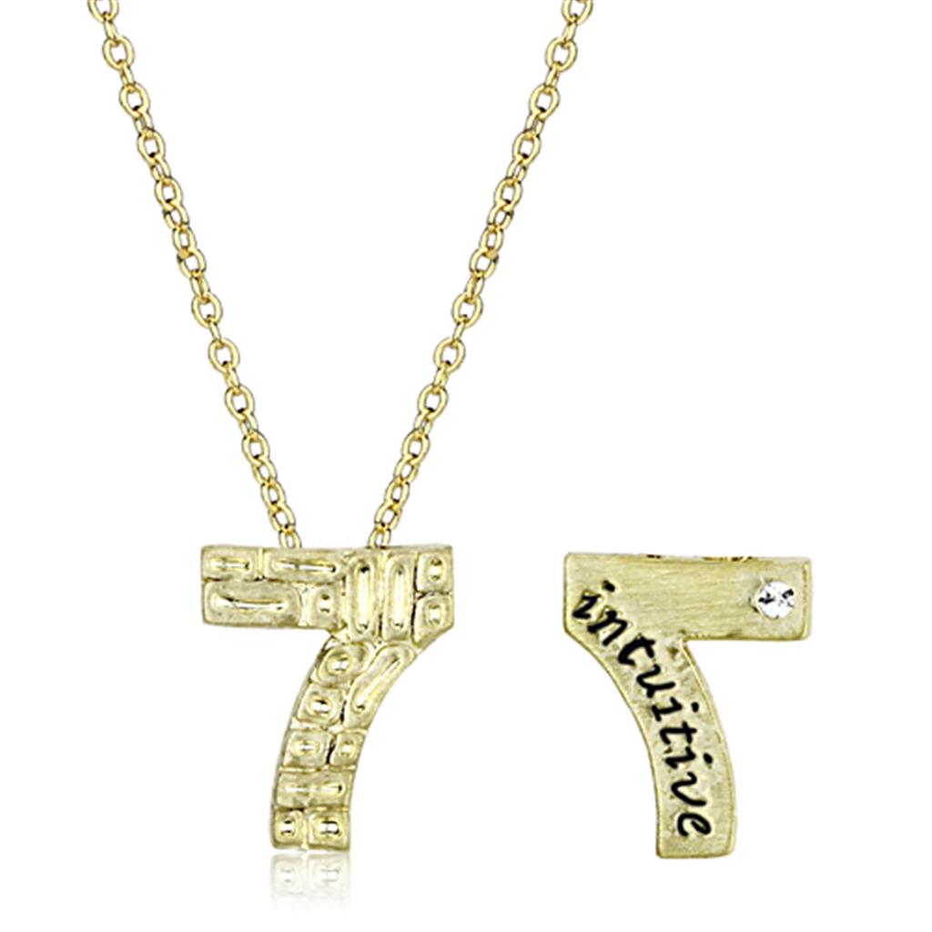 LO3464 Flash Gold Brass Chain Pendant featuring a clear top-grade crystal, showcasing its elegant design and luxurious finish.